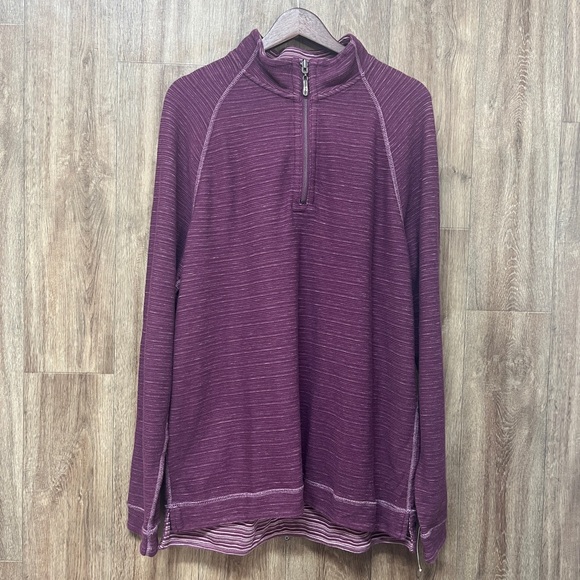 Tommy Bahama Flip Breaker Reversible Half Zip in Sugar Plumb - Picture 2 of 9